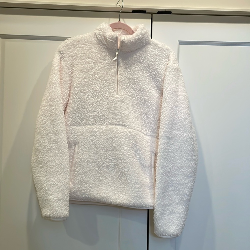Old Navy, size small, fuzzy, three-quarter zip fleece pull over